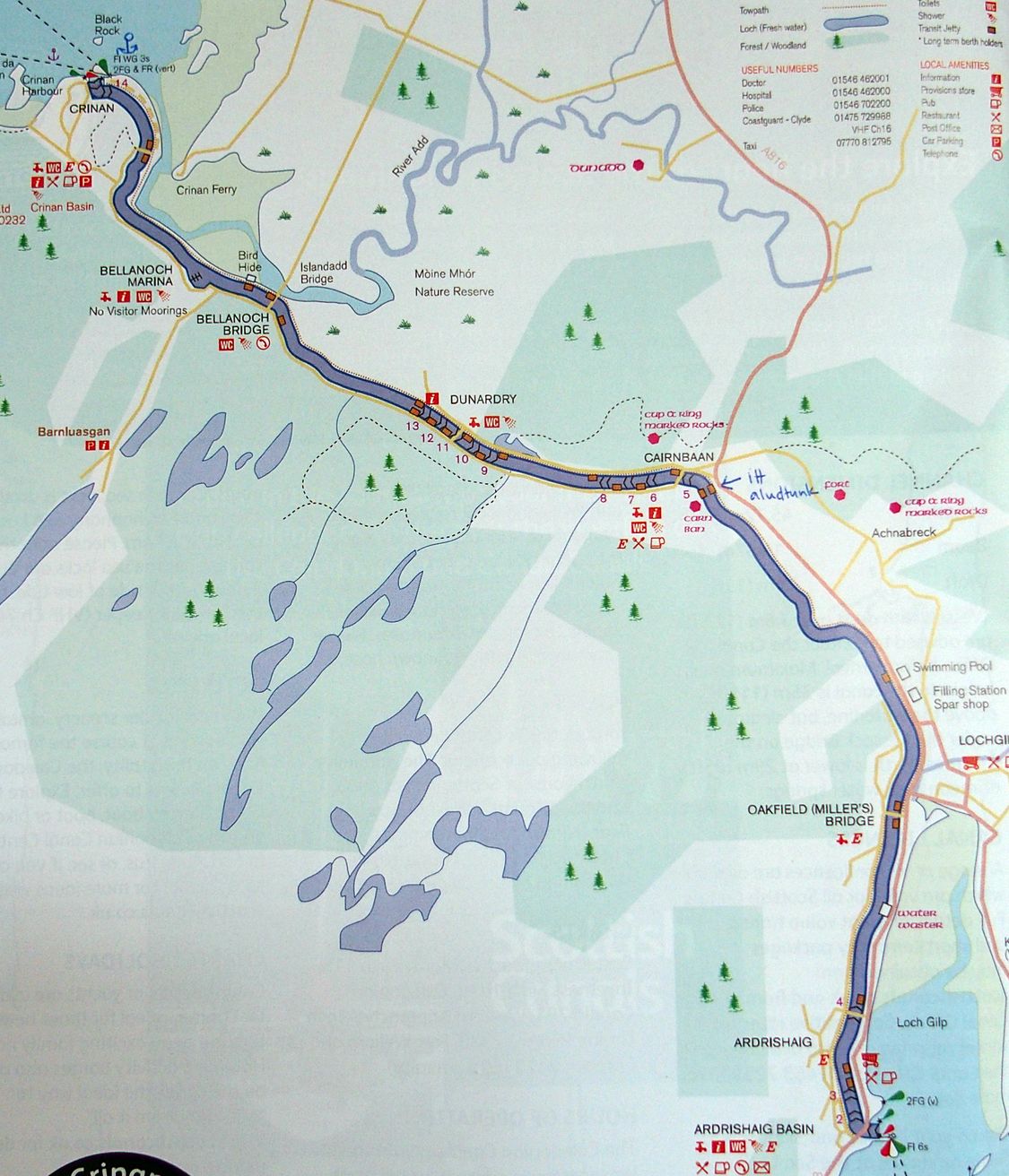 Crinan-csatorna térképe